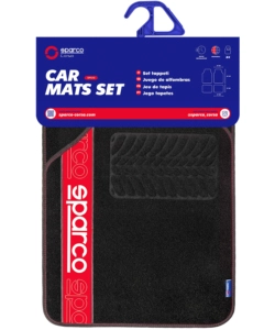 Set 4 tappetini per auto sparco nero/rosso in moquette